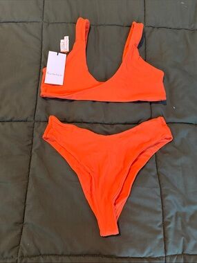 REVOLVE lovewave swim Bright Orange Scoop Bikini Set